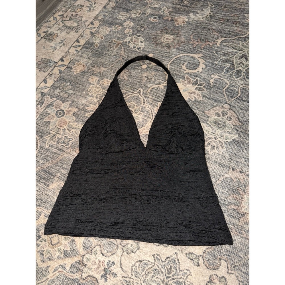 Urban Outfitters Silence + Noise Black Ruffled Halter Top